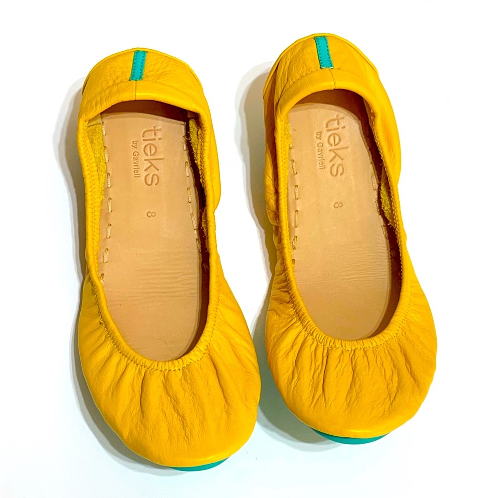 Tieks by Gavrieli Mustard Yellow Flats Teal Bottoms